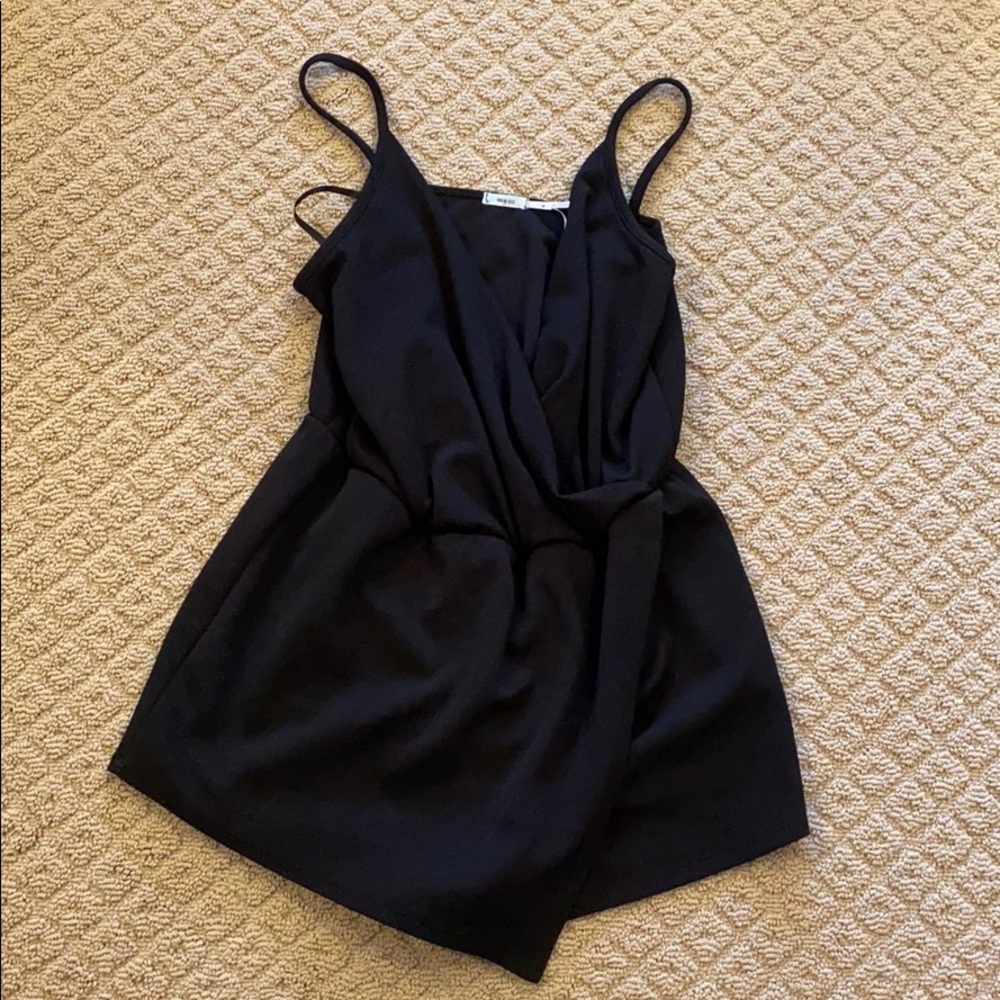 Black envelope skirt romper